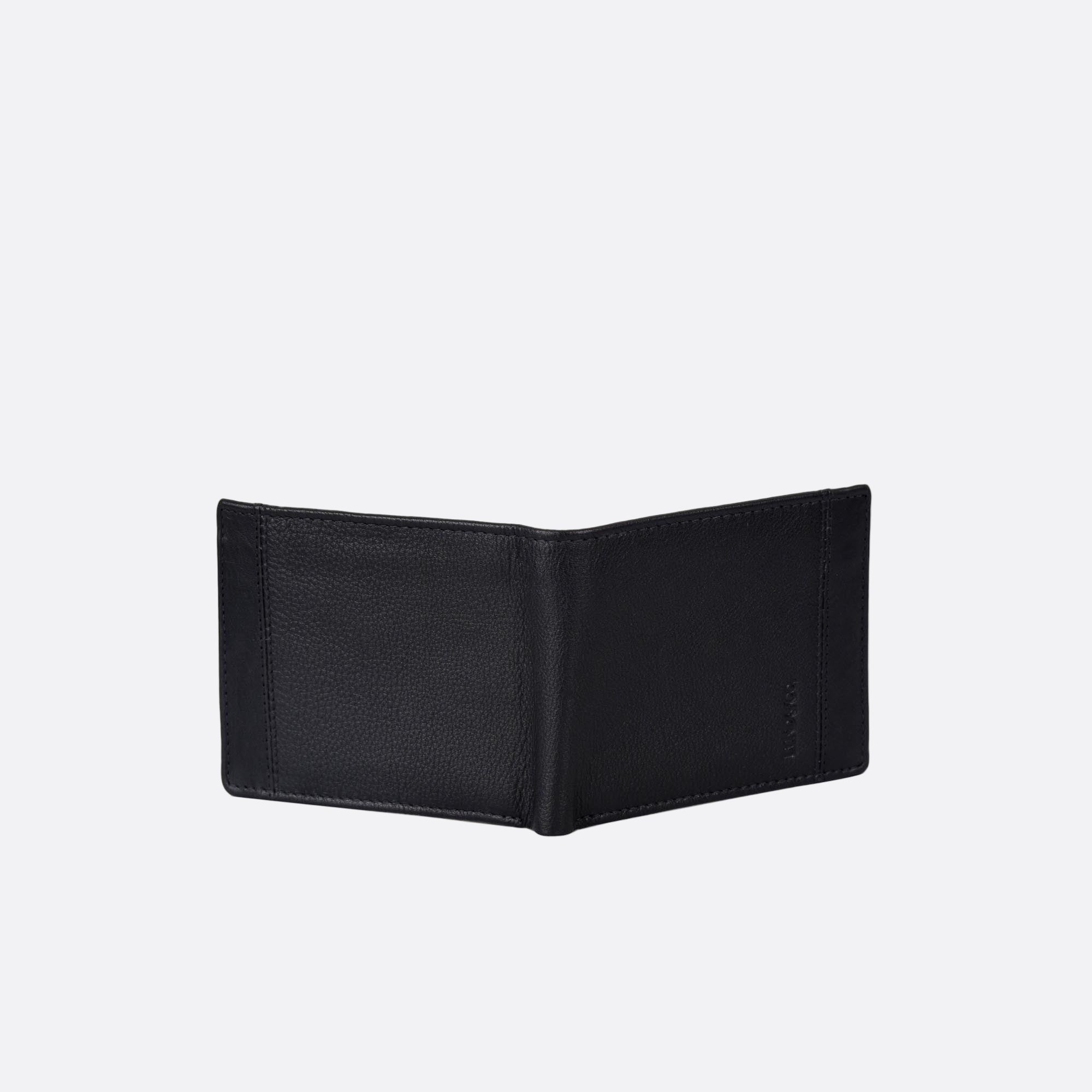 Back view of BENNY black leather wallet.