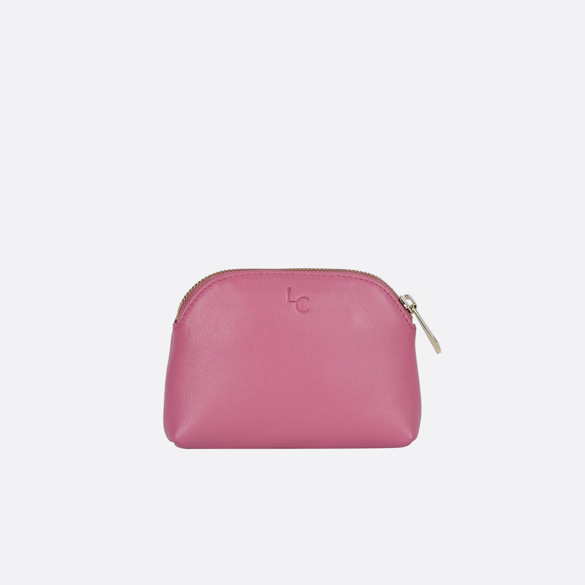 Back view of LILLA-L pink leather large dome purse with curved silhouette