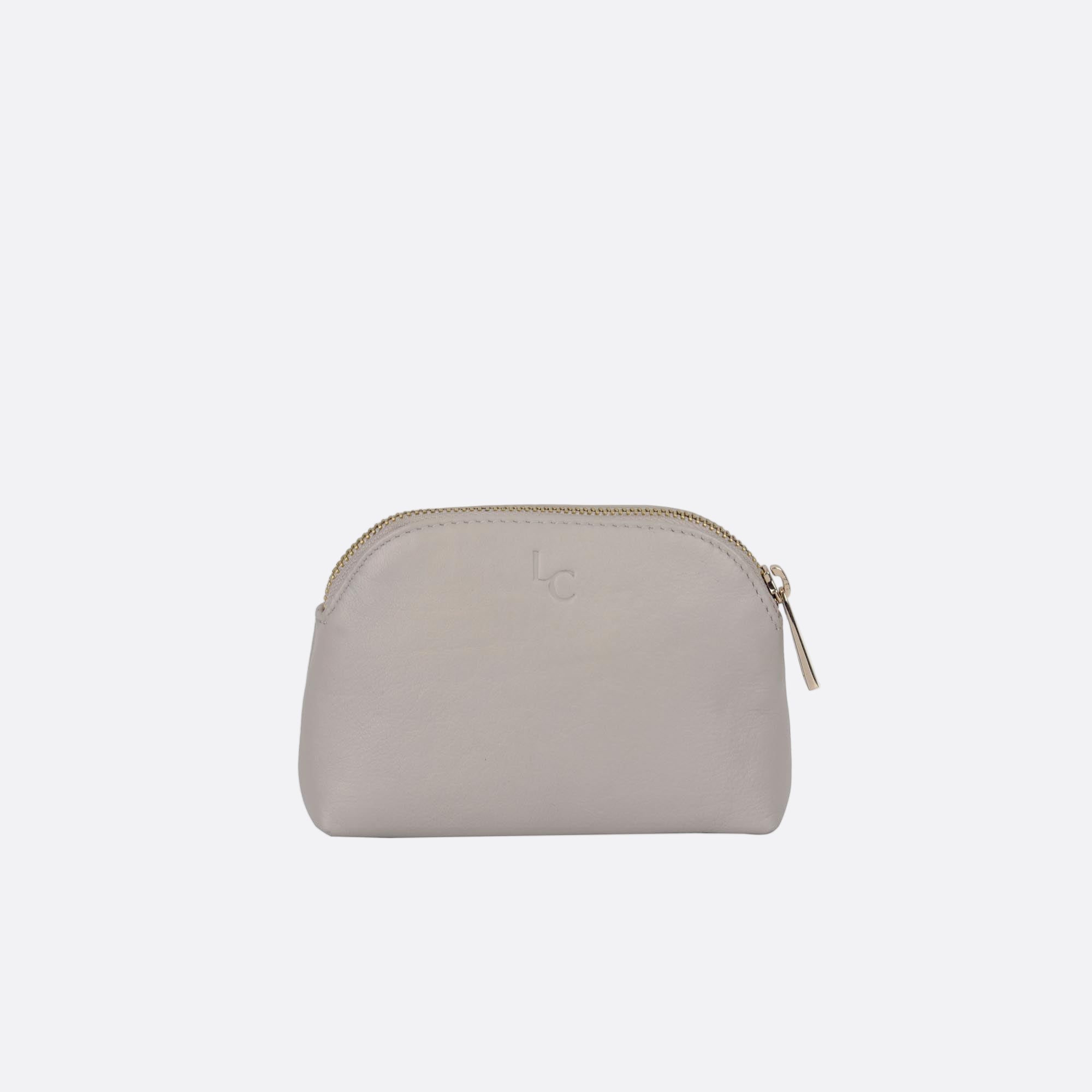 Back view of LILLA-L beige leather large dome purse with curved silhouette