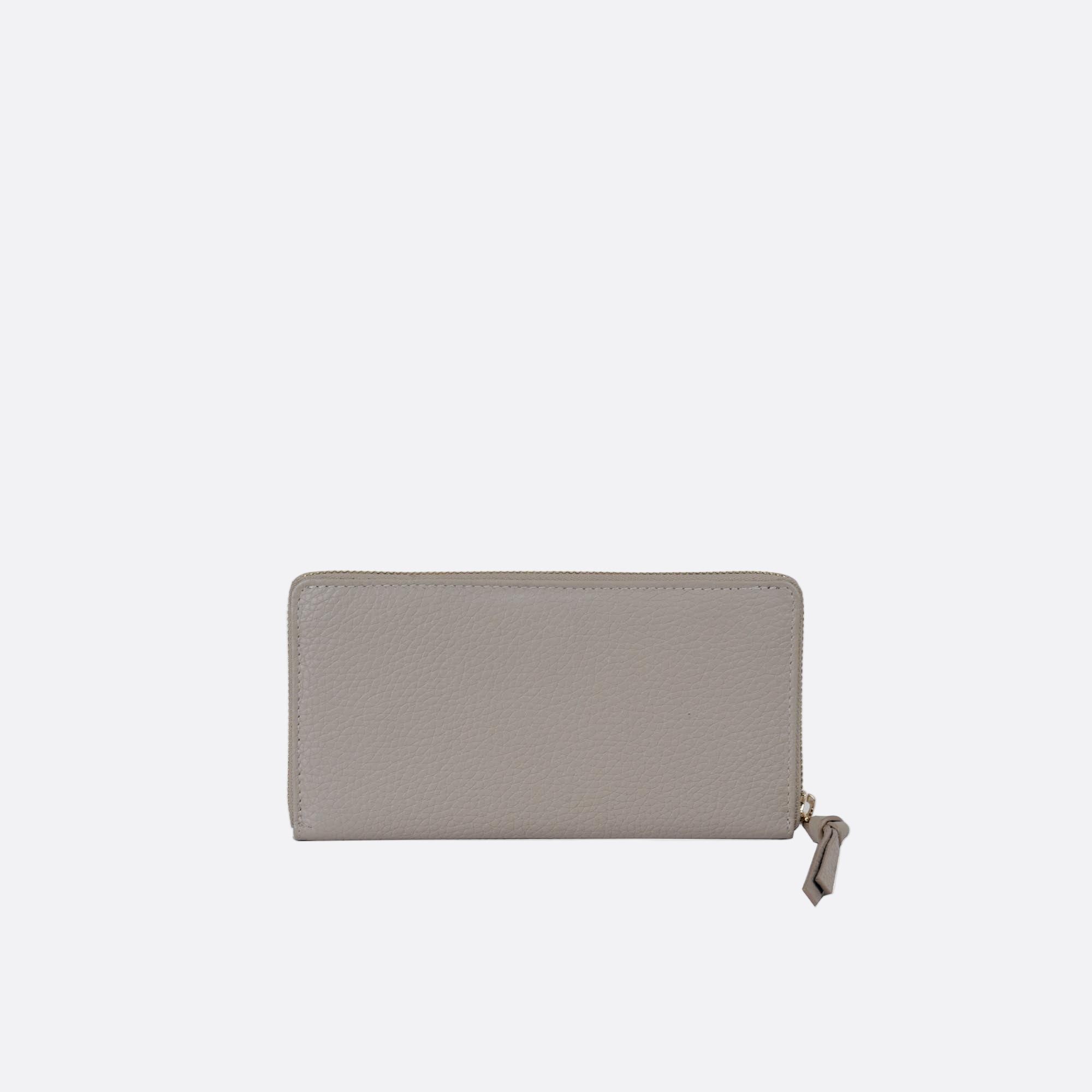 Back view of MYNT large beige leather wallet with structured silhouette