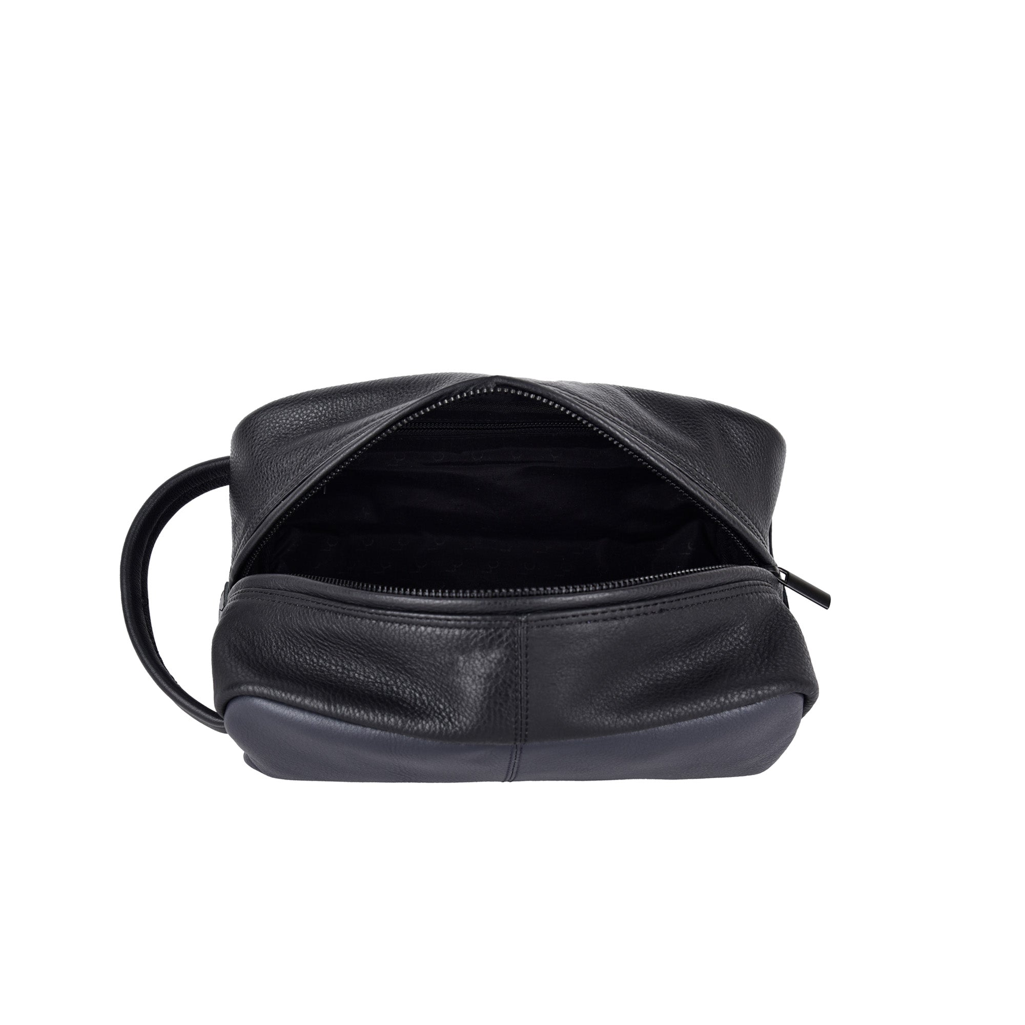 PACKA Wash Bag - Black/Navy Leather
